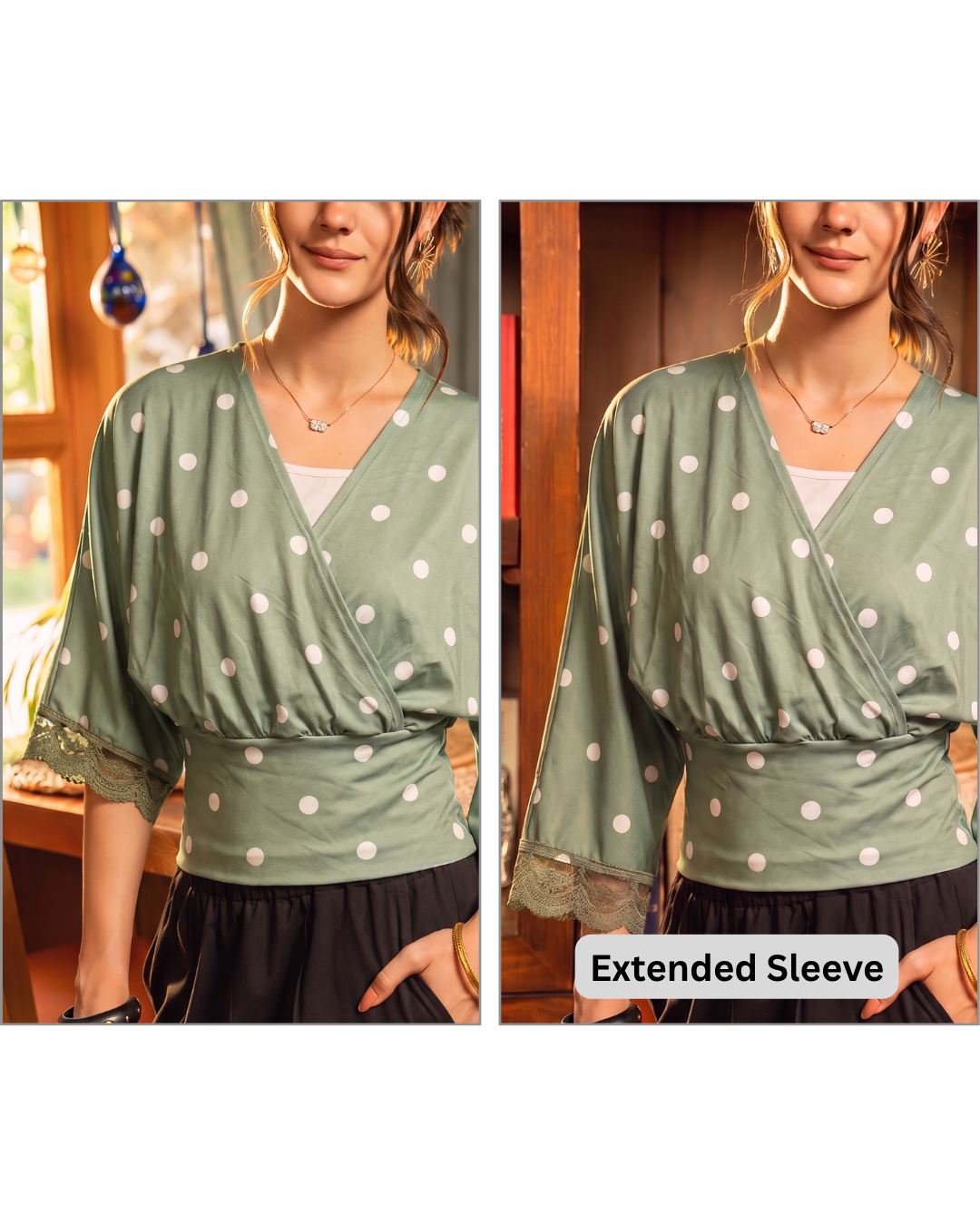 Polka Dot Wrap Blouse
