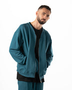 Unisex Teal Zip-Up Sweater
