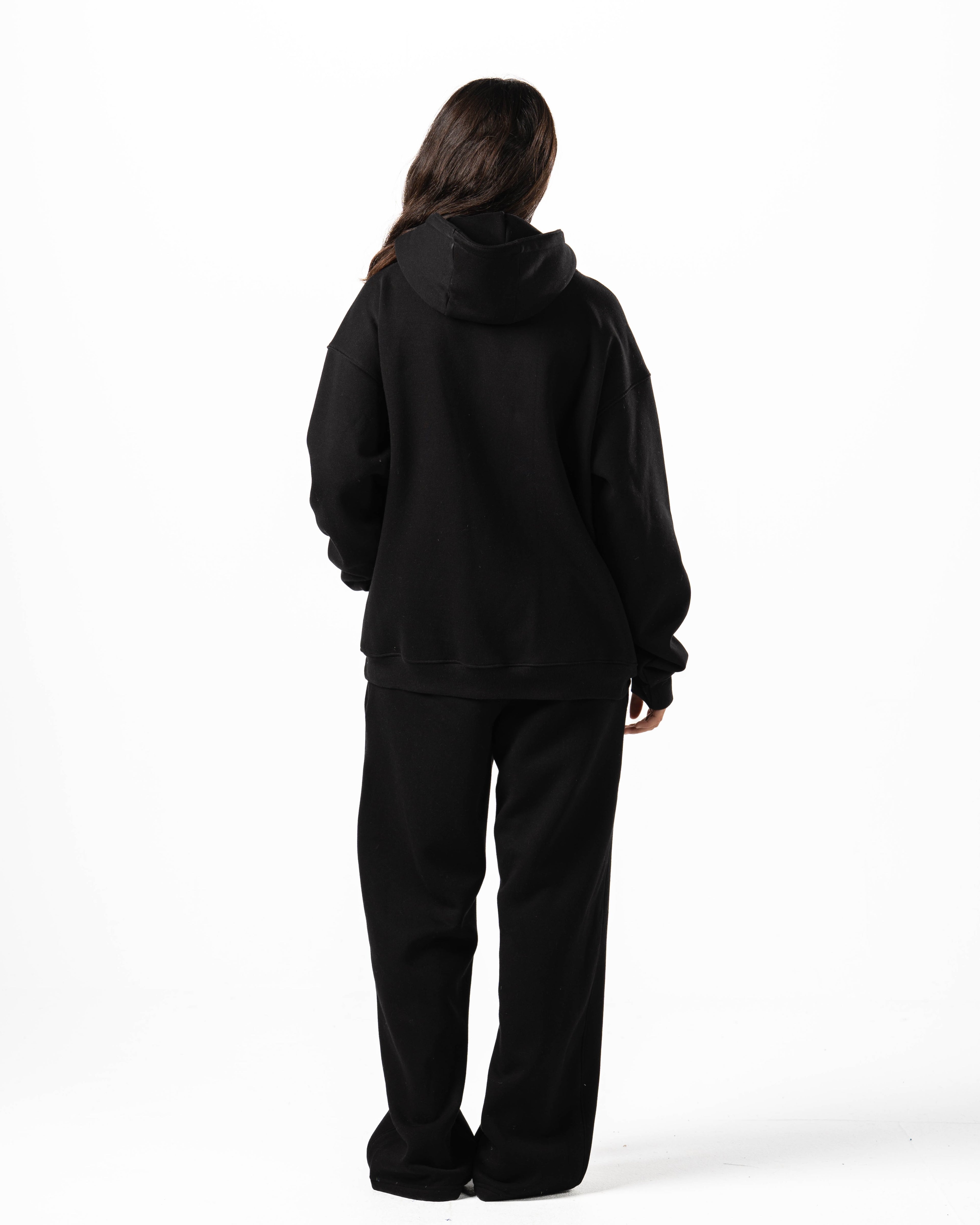 Unisex Black Quarter-Zip Hoodie Set