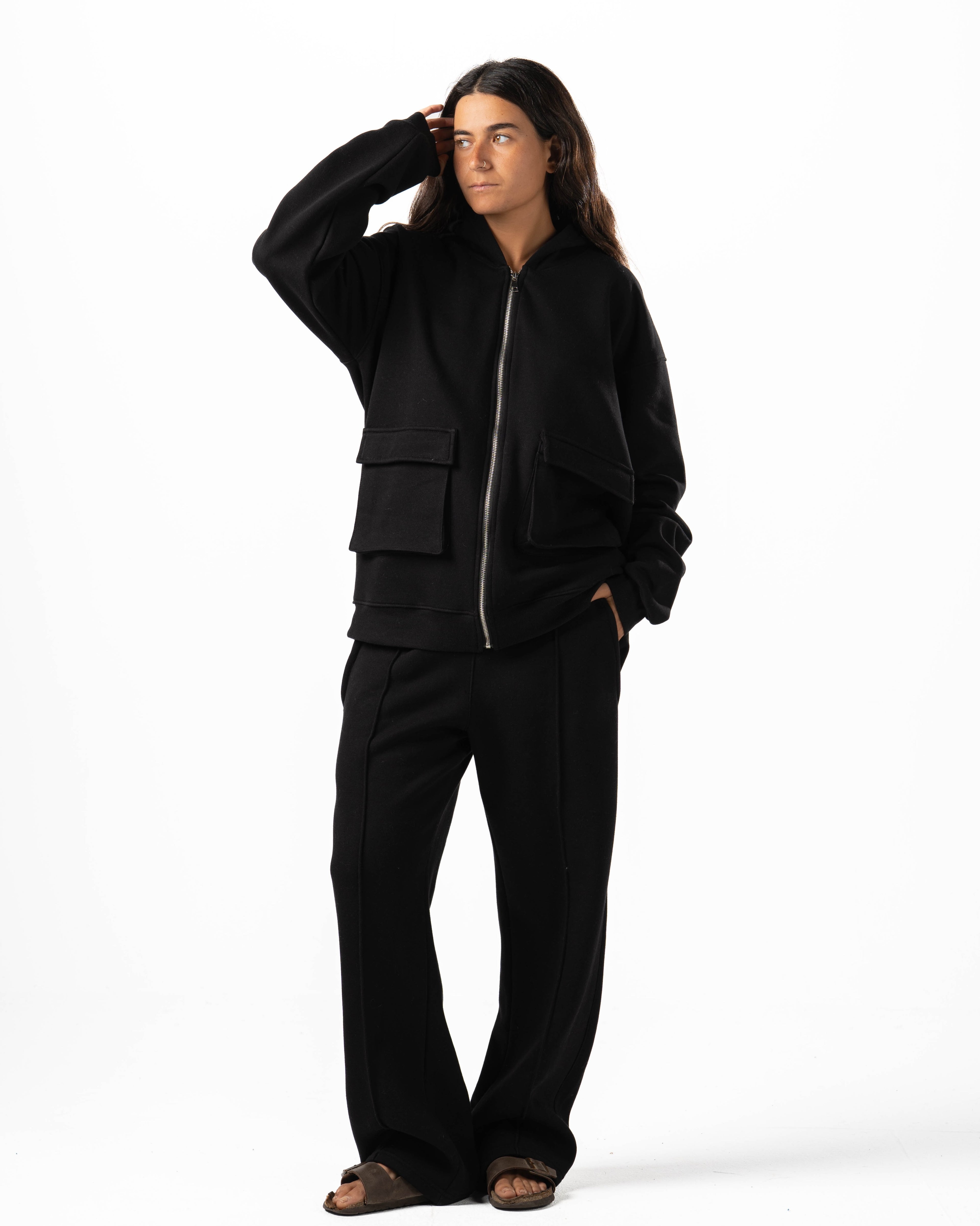 Unisex Black Wide Leg Sweatpants