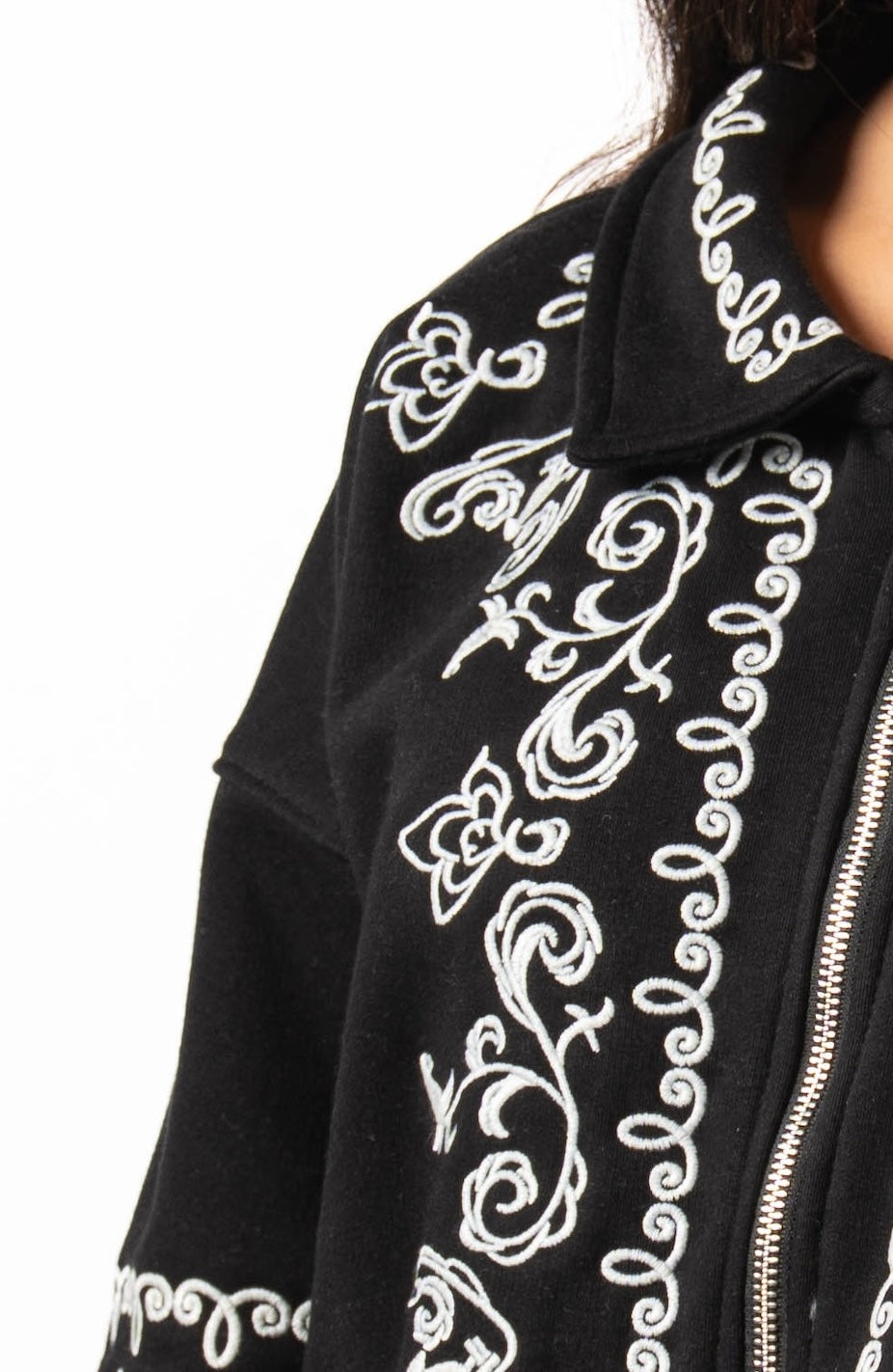Unisex Black Embroidered Jacket