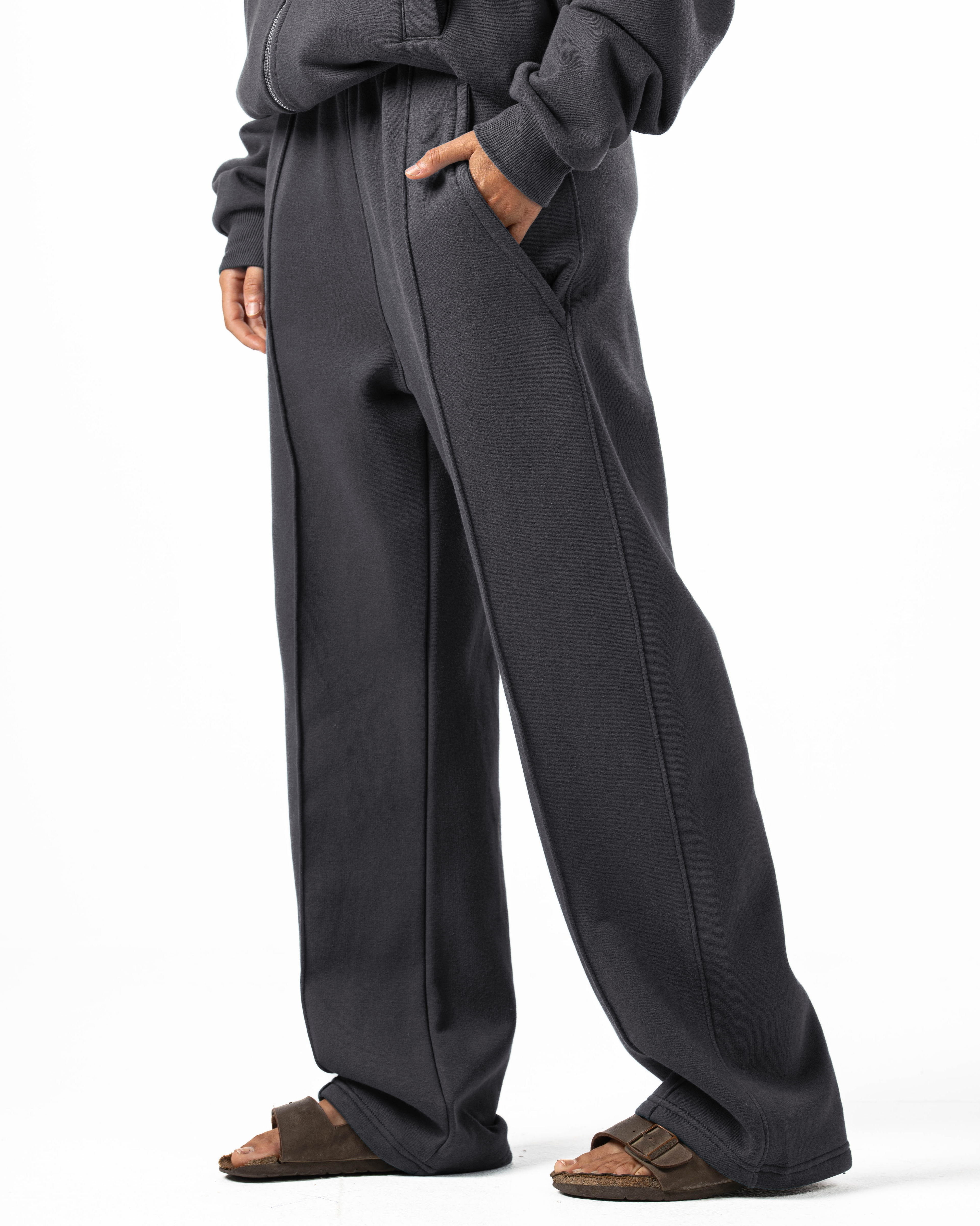 Unisex Dark Grey Wide Leg Sweatpants