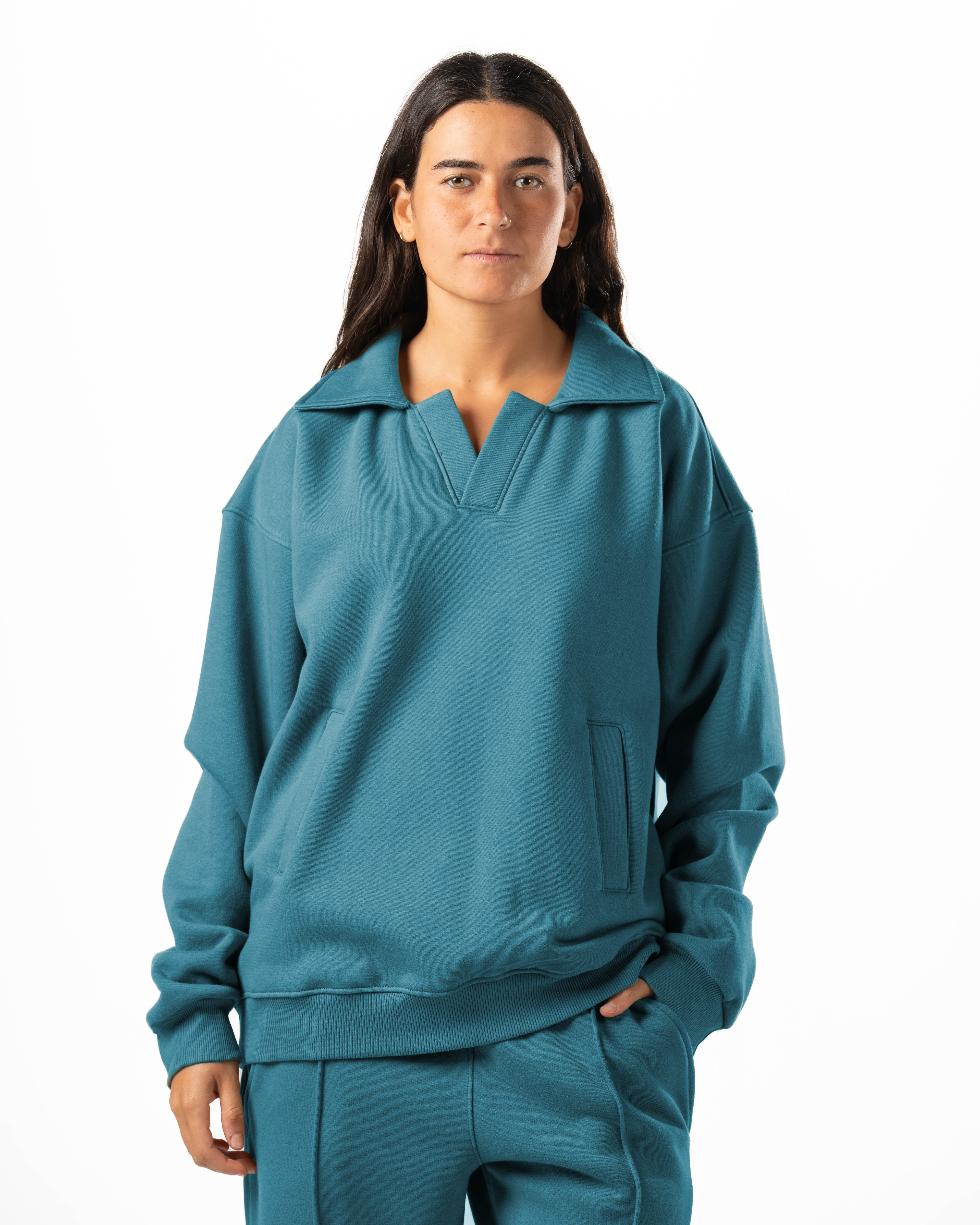 Unisex Teal Polo Sweater