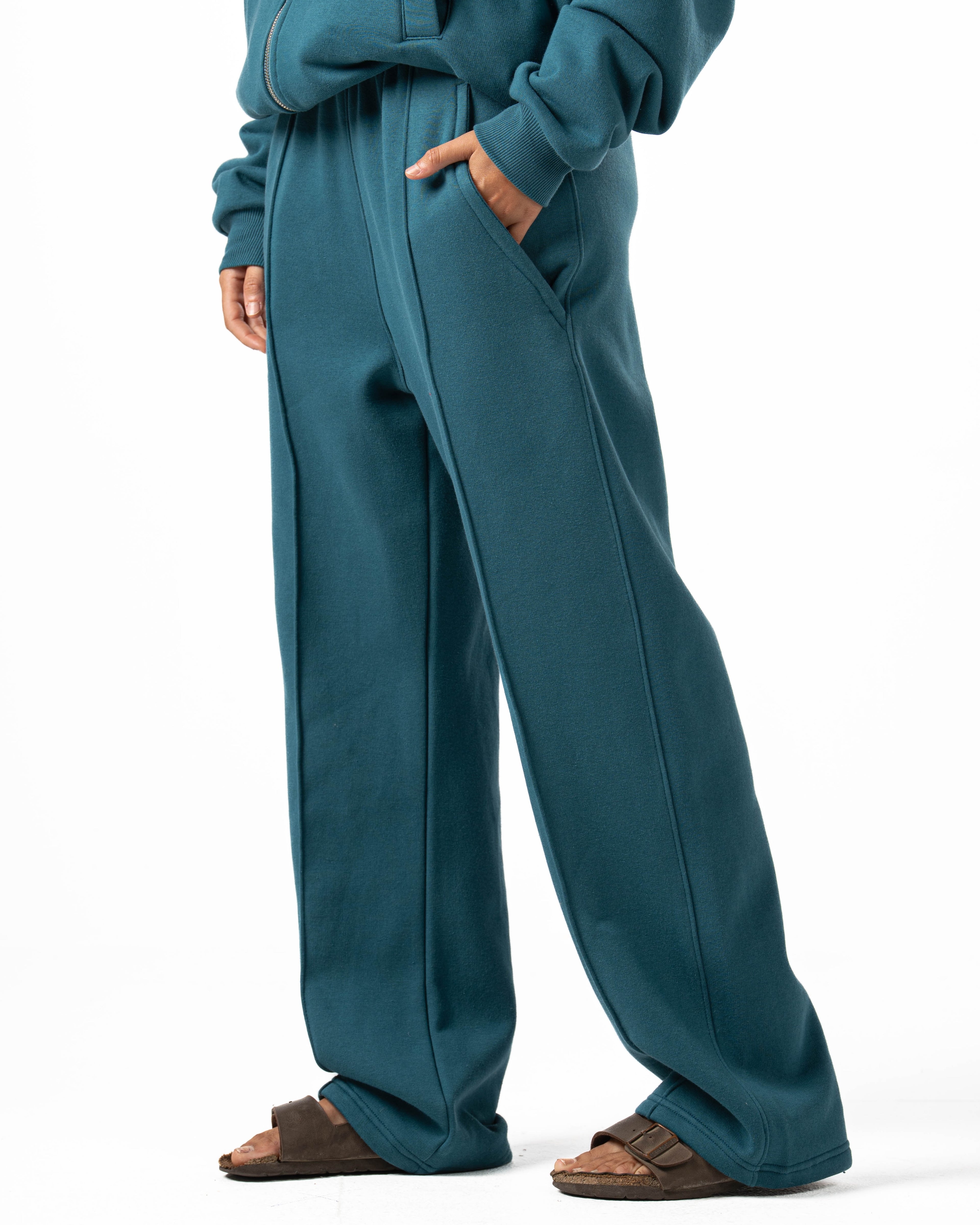 Unisex Teal Wide Leg Sweatpants