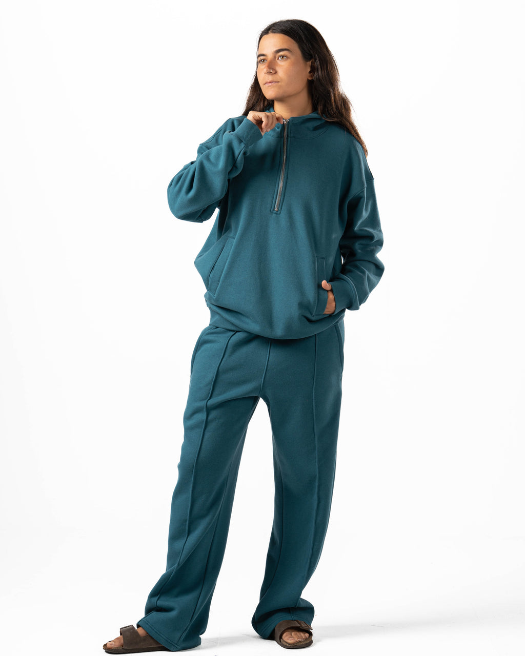 Unisex Teal Wide Leg Sweatpants