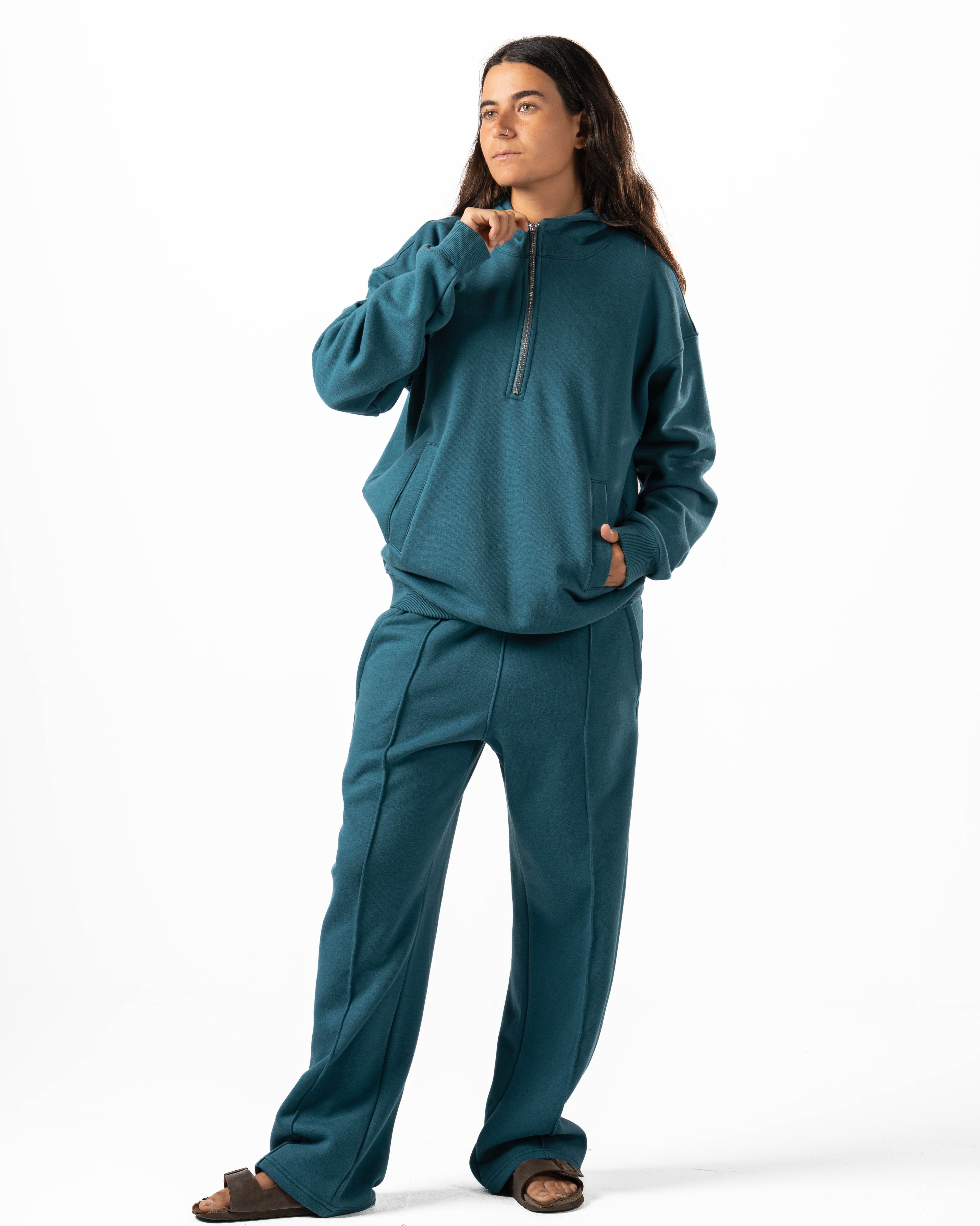 Unisex Teal Wide Leg Sweatpants