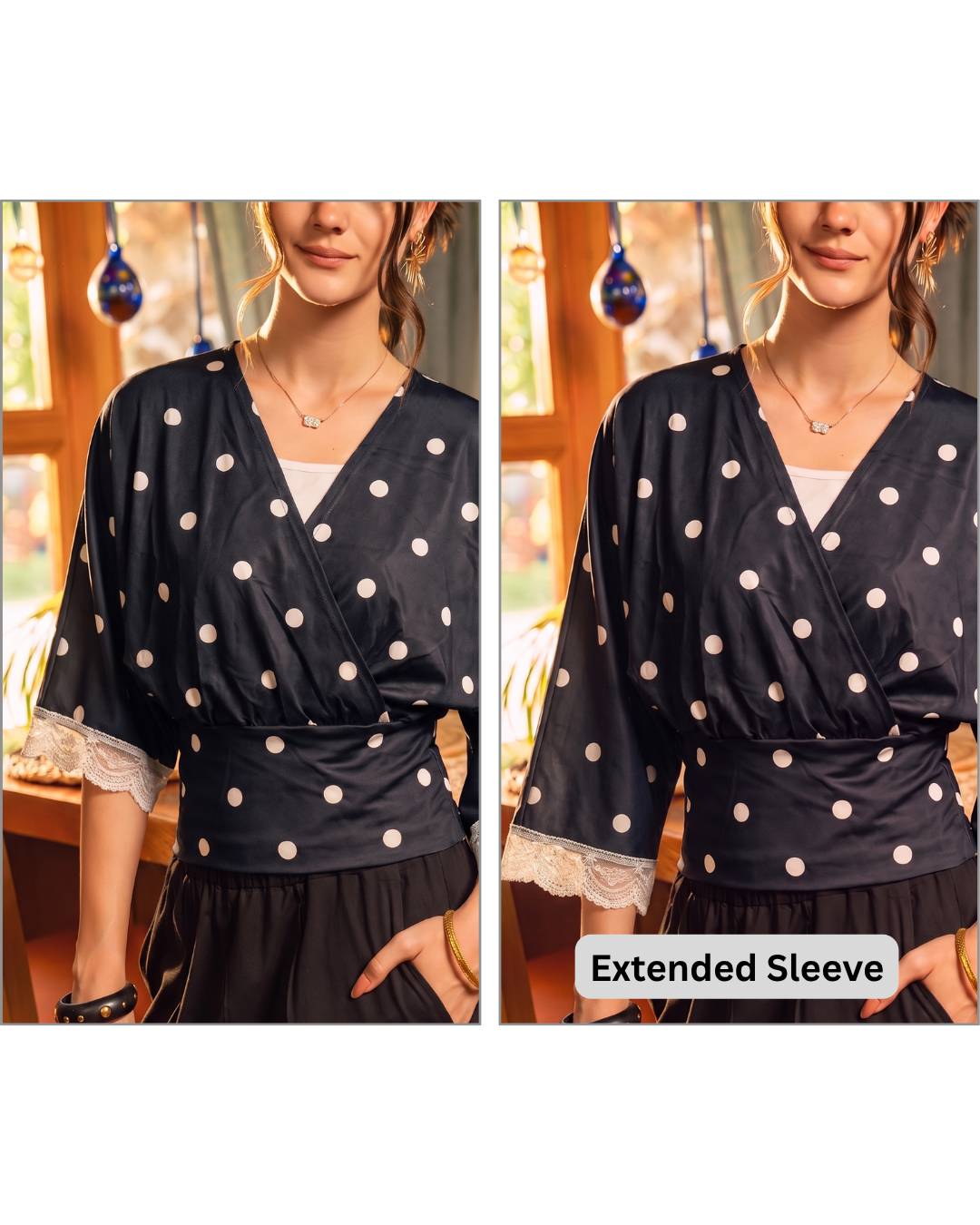 Polka Dot Wrap Blouse