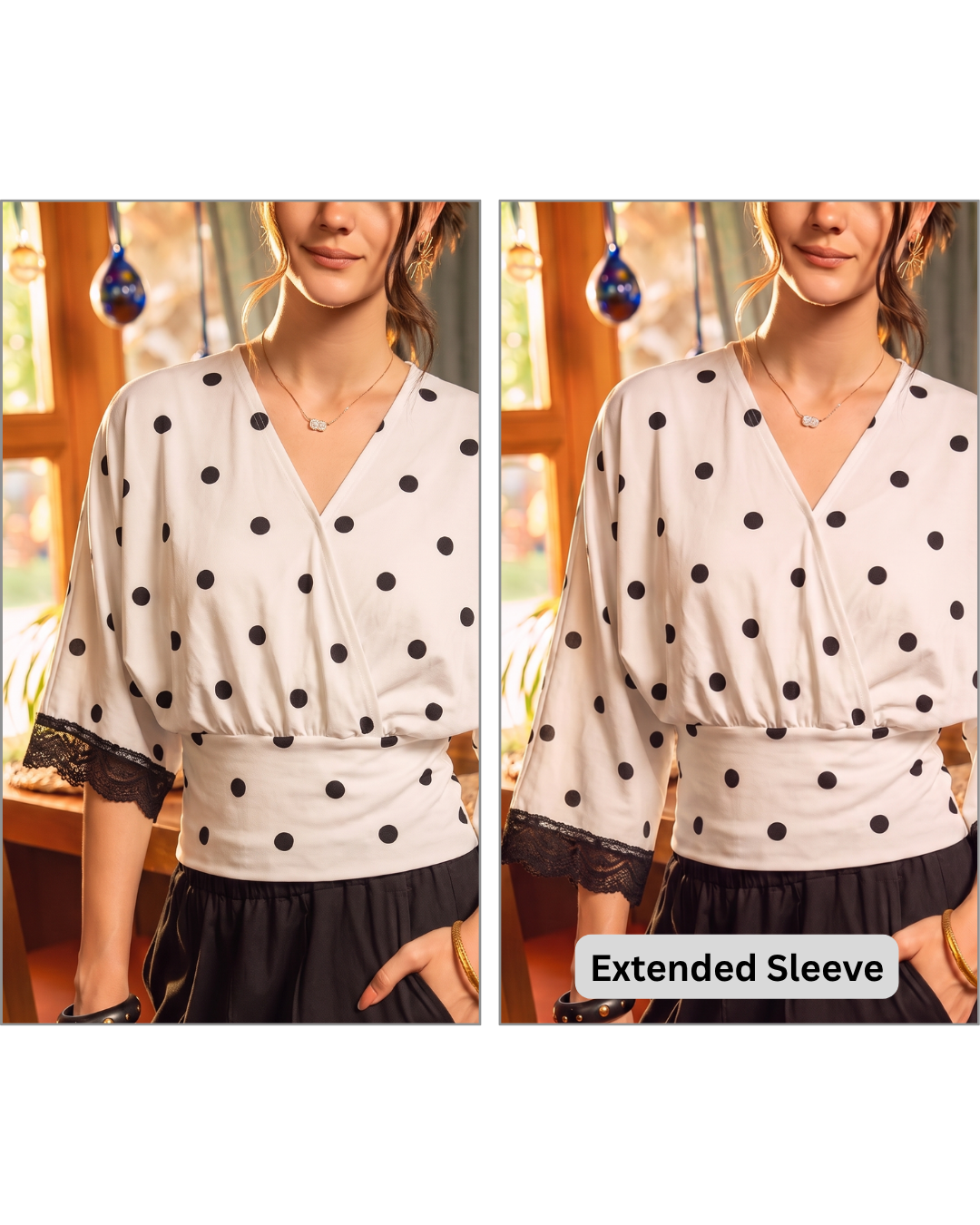 Polka Dot Wrap Blouse