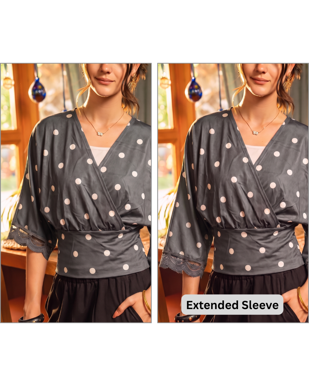 Polka Dot Wrap Blouse