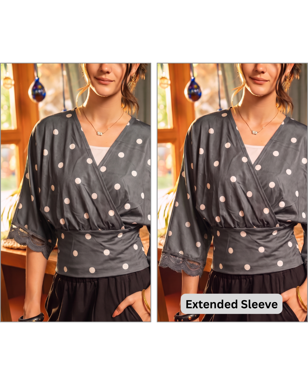 Polka Dot Wrap Blouse