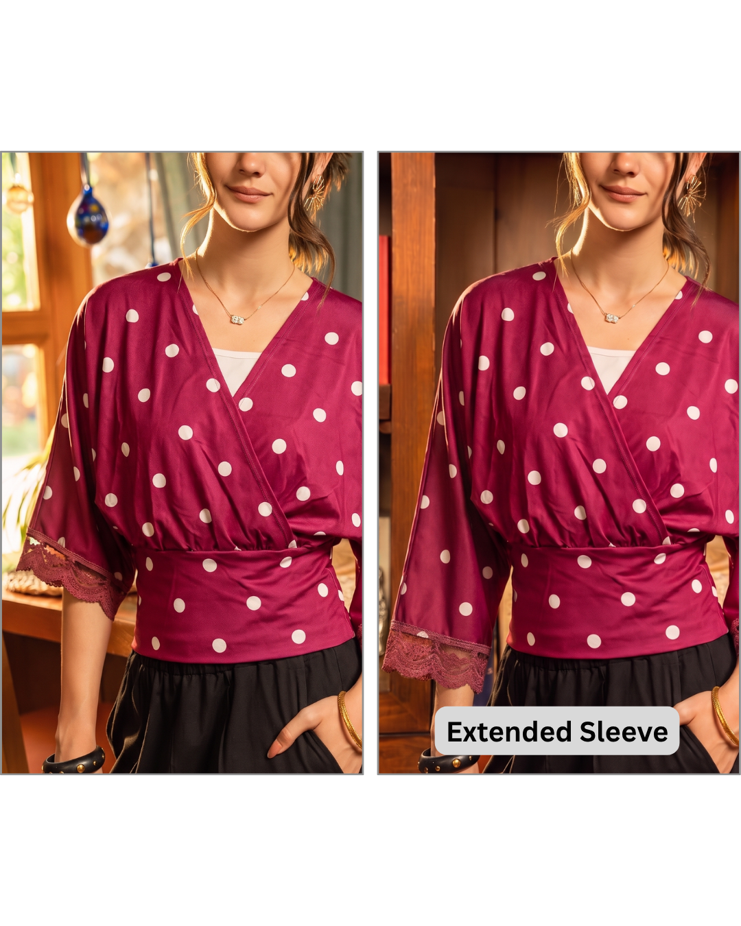 Polka Dot Wrap Blouse