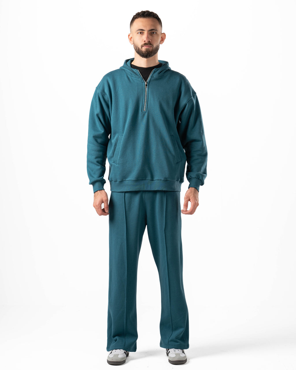 Unisex Teal Quarter-Zip Hoodie Set