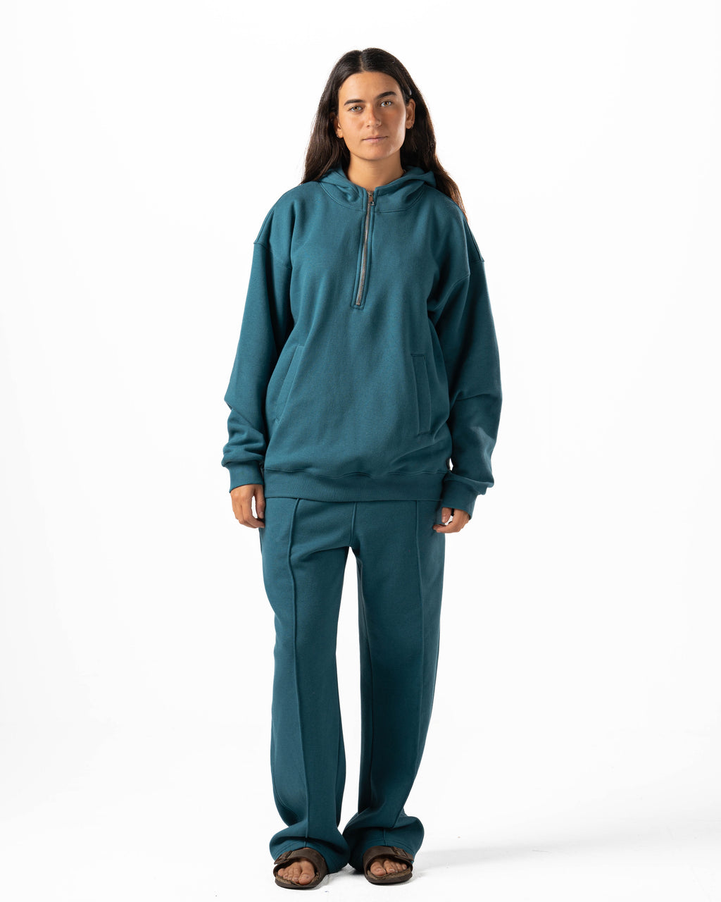 Unisex Teal Quarter-Zip Hoodie Set