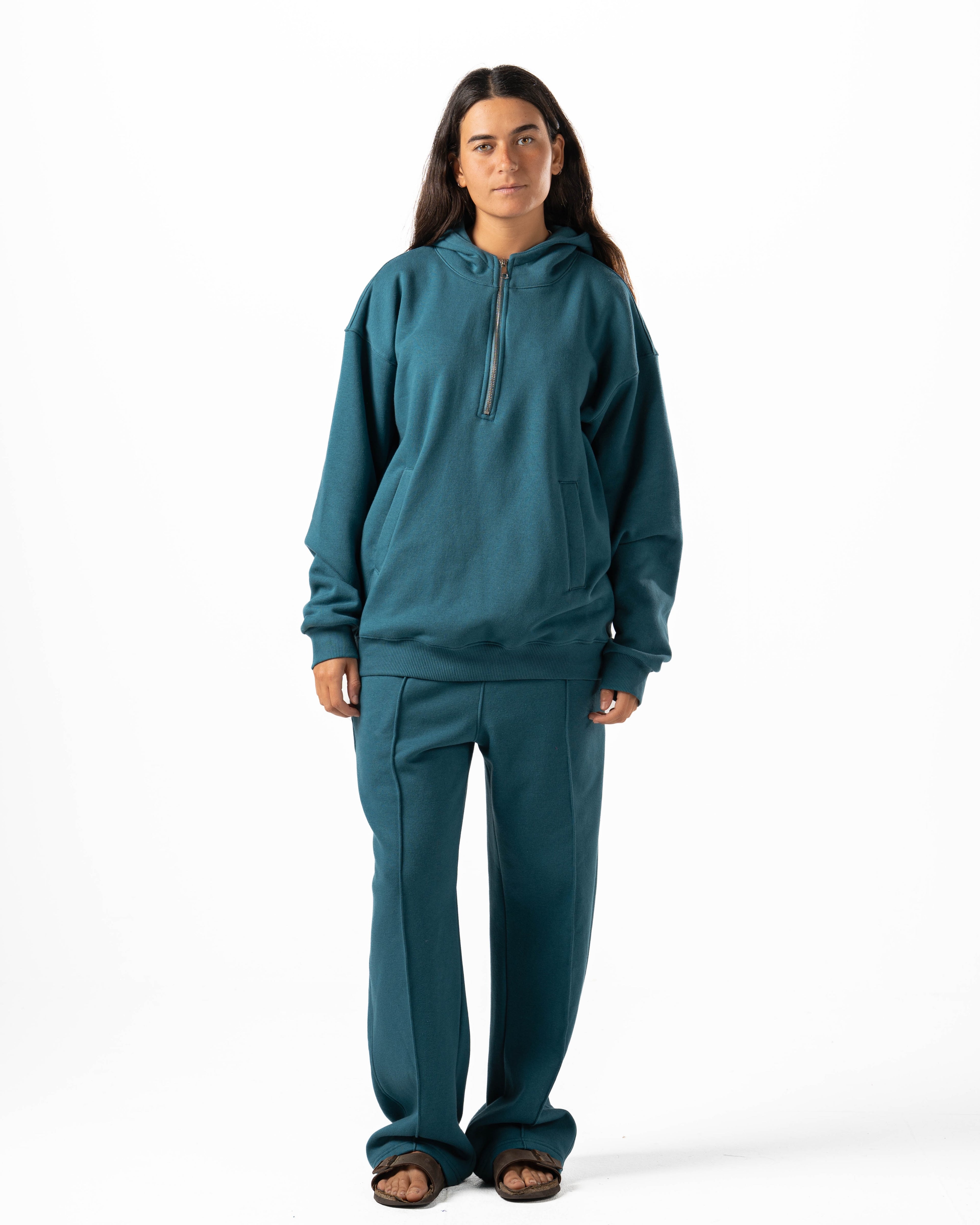 Unisex Teal Quarter-Zip Hoodie Set