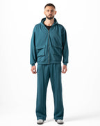 Unisex Teal Zip-Up Hoodie Set