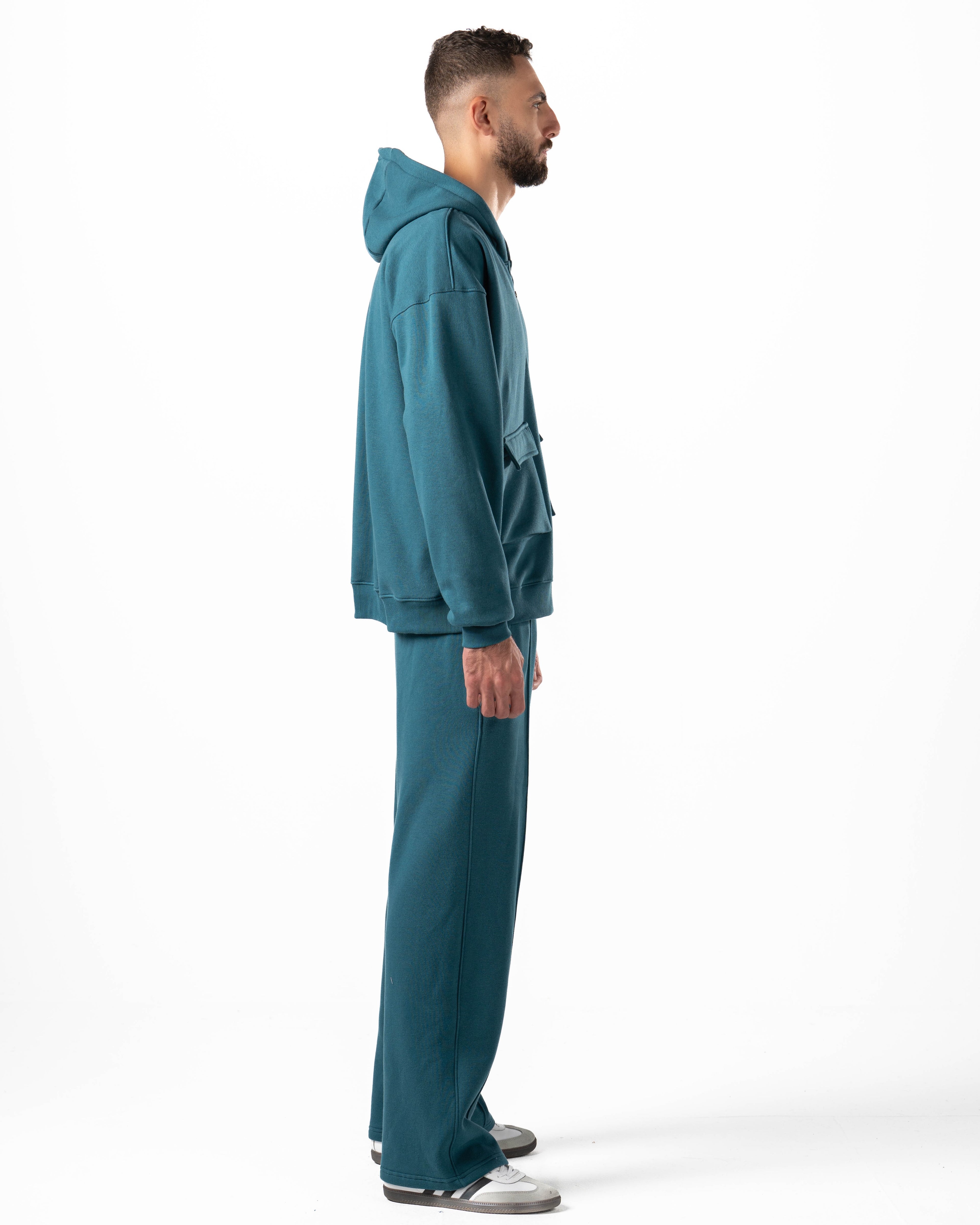 Unisex Teal Zip-Up Hoodie Set