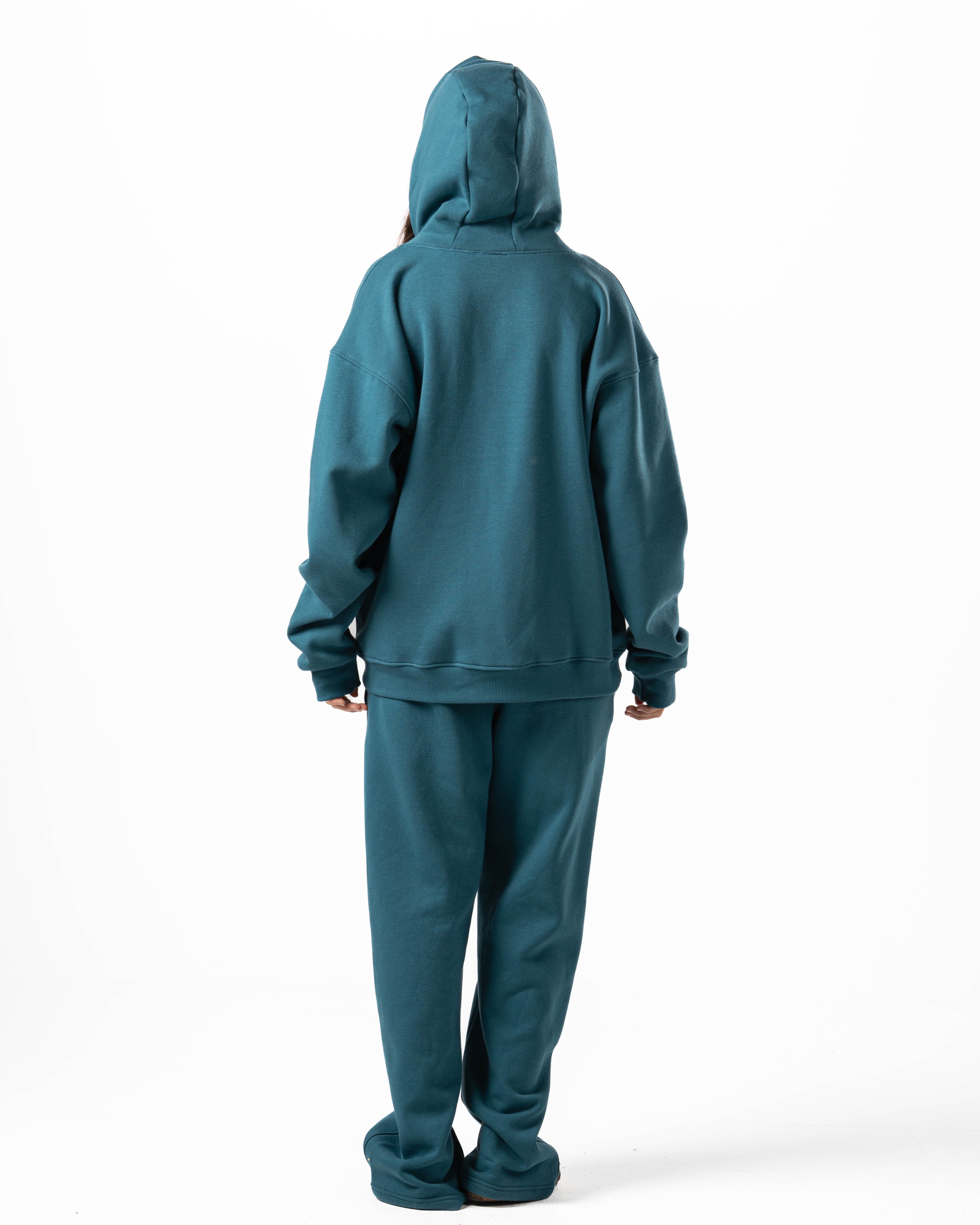 Unisex Teal Zip-Up Hoodie Set