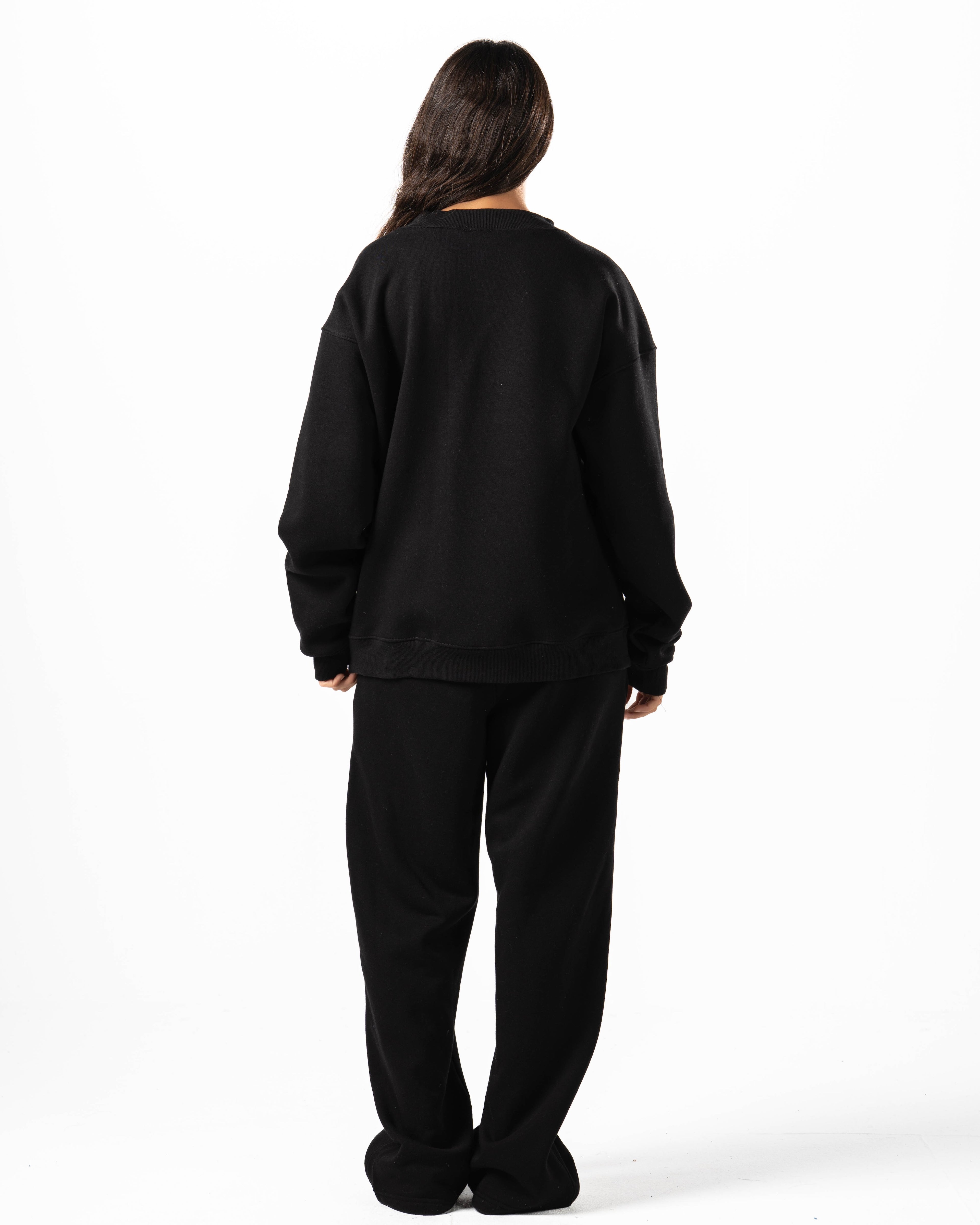 Unisex Black Zip-Up Sweater Set