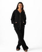 Unisex Black Zip-Up Sweater Set