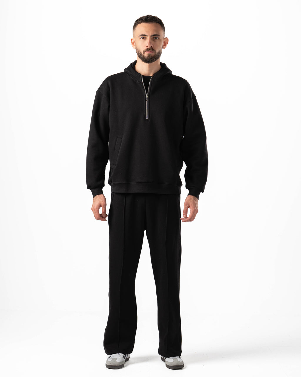 Unisex Black Quarter-Zip Hoodie Set