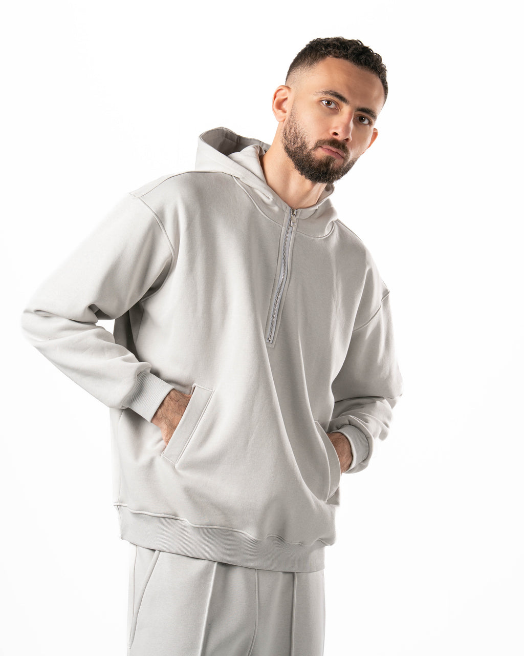 Unisex Silver Quarter-Zip Hoodie