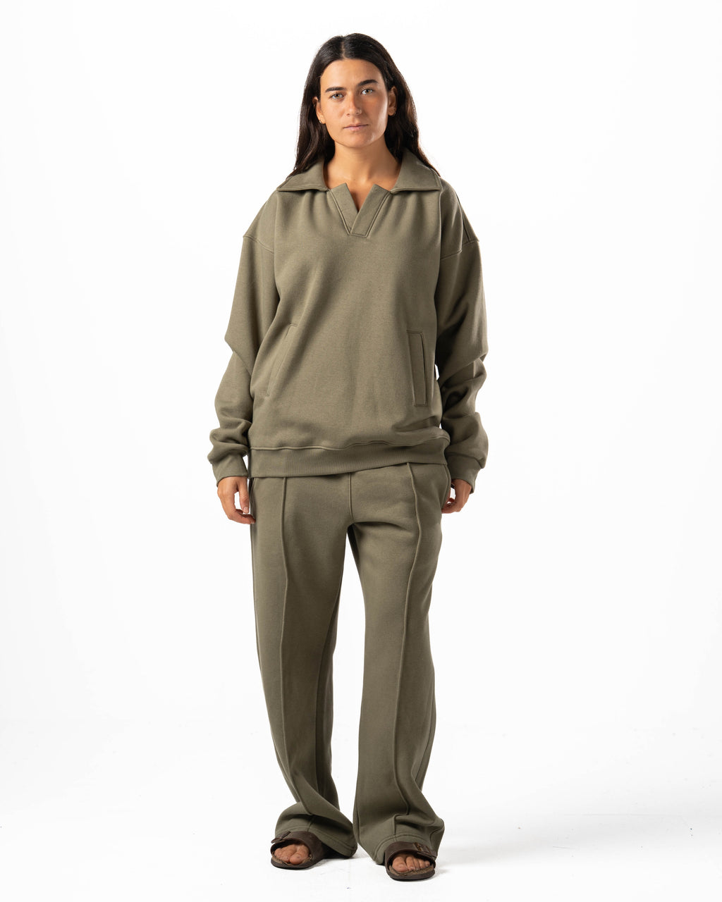 Unisex Olive Polo Sweater Set