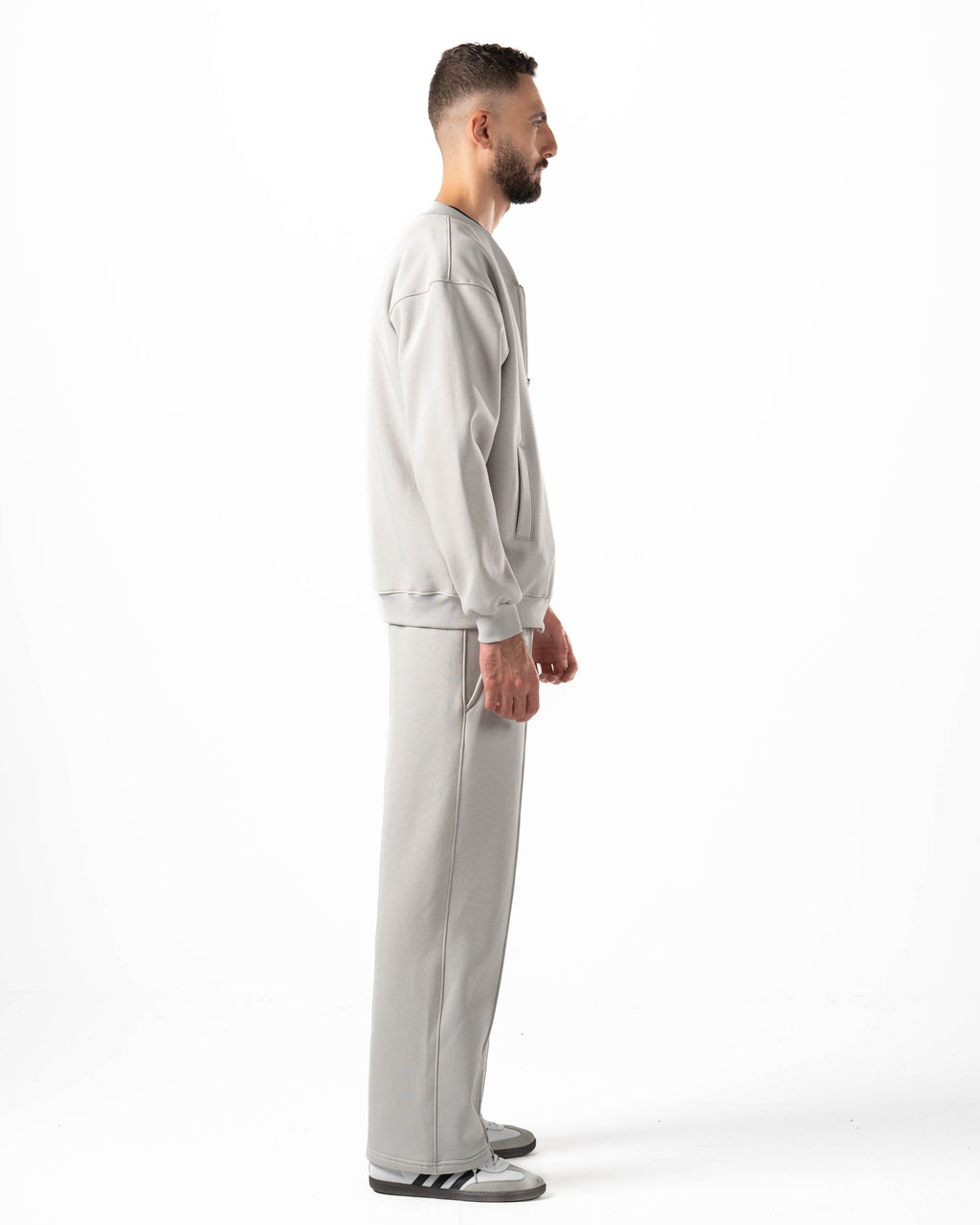 Unisex Silver Zip-Up Sweater Set