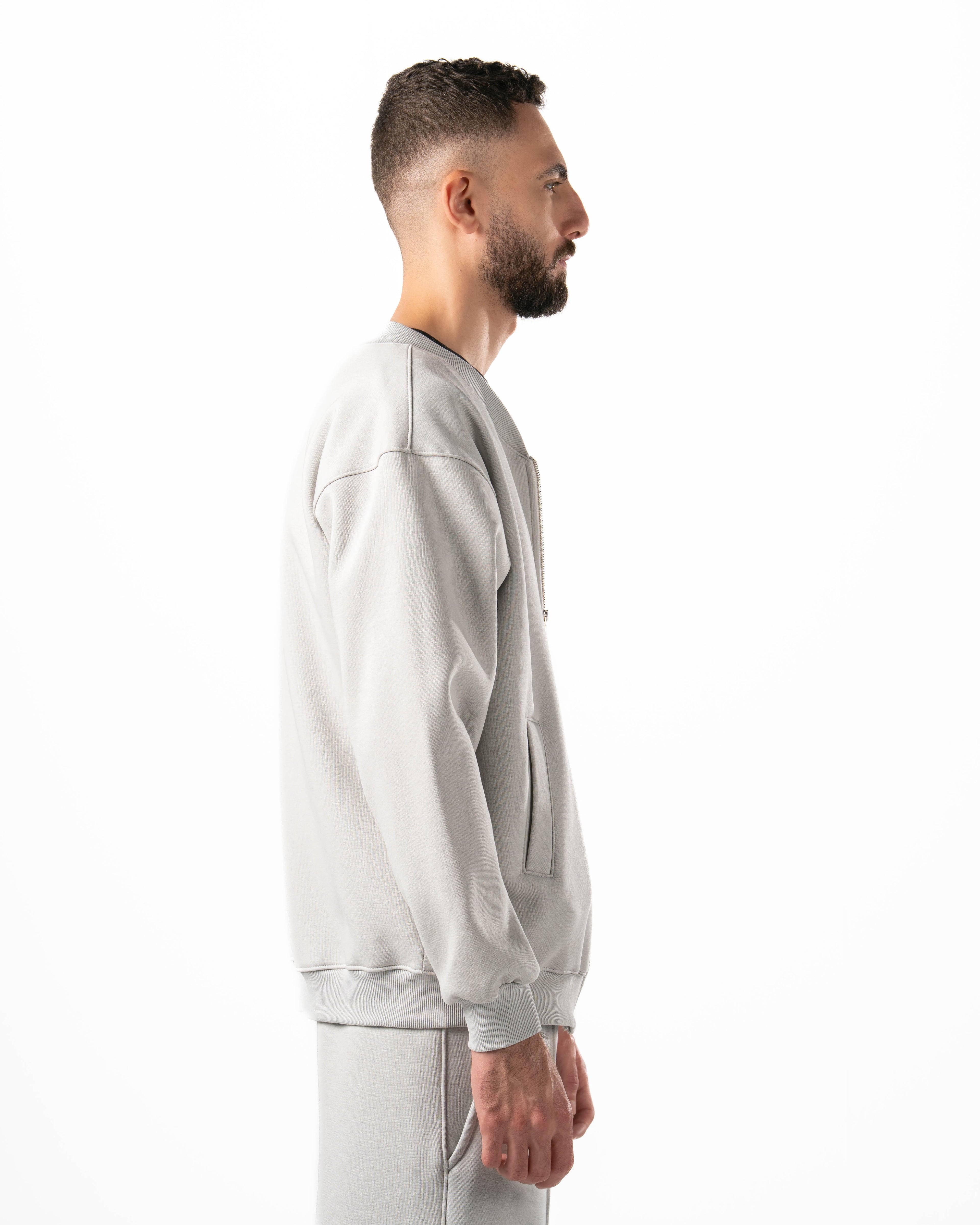 Unisex Silver Zip-Up Sweater