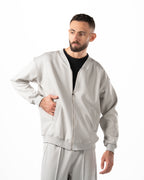 Unisex Silver Zip-Up Sweater