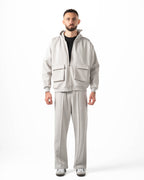 Unisex Silver Zip-Up Hoodie Set