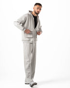 Unisex Silver Zip-Up Hoodie Set