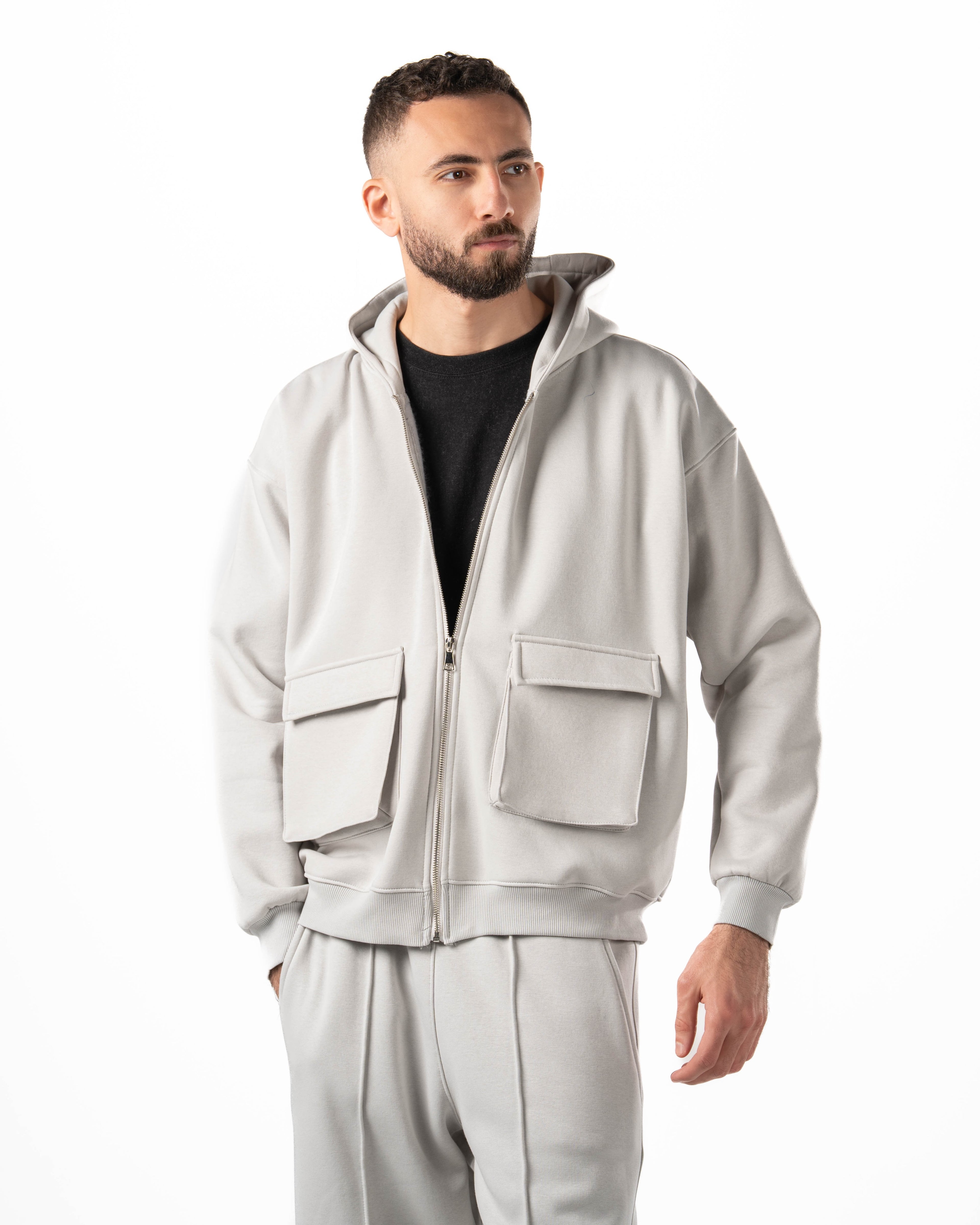 Unisex Silver Zip-Up Hoodie
