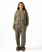 Unisex Olive Zip-Up Hoodie Set