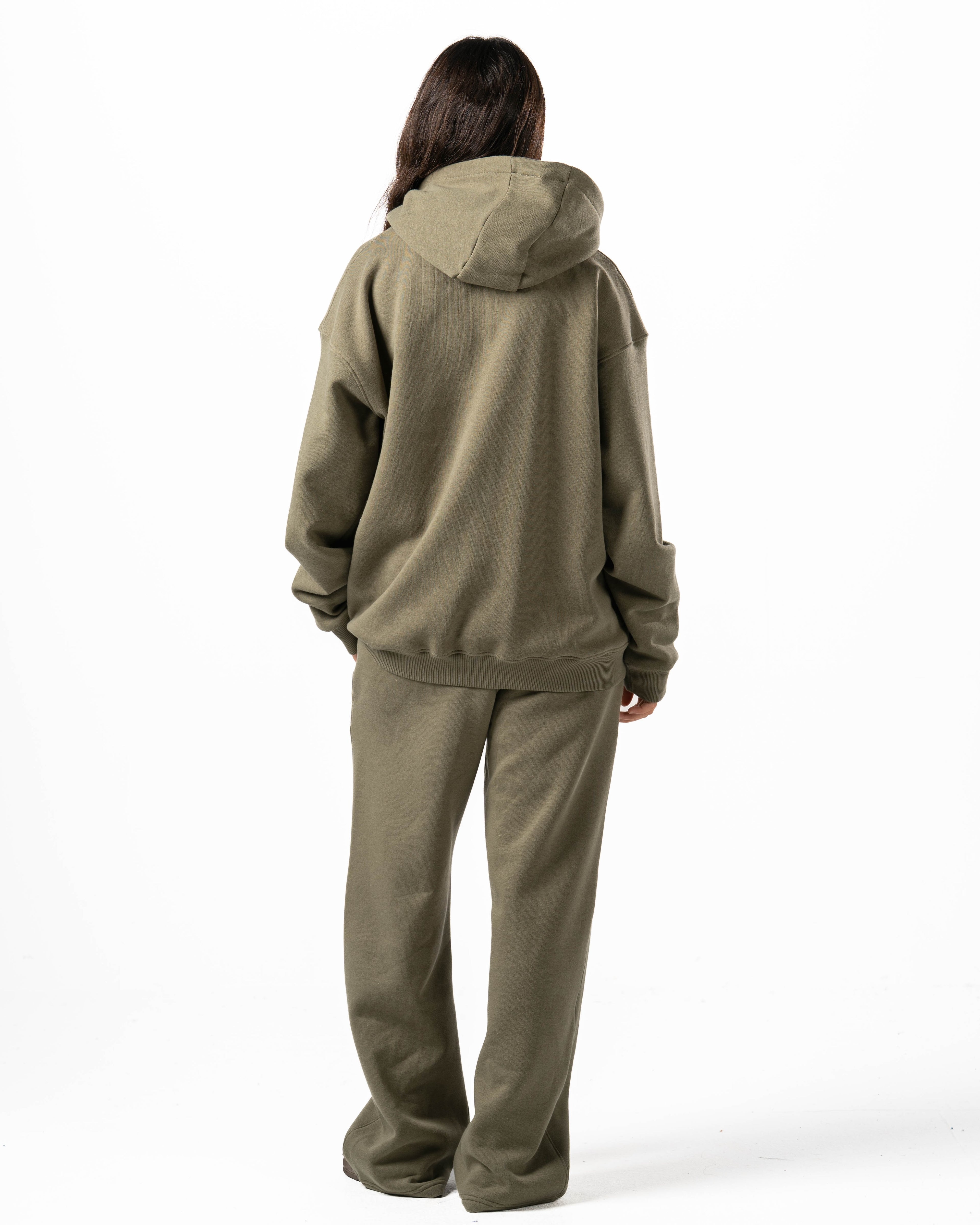Unisex Olive Zip-Up Hoodie Set