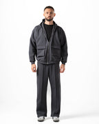 Unisex Dark Grey Zip-Up Hoodie Set