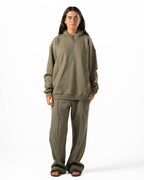 Unisex Olive Quarter-Zip Hoodie Set