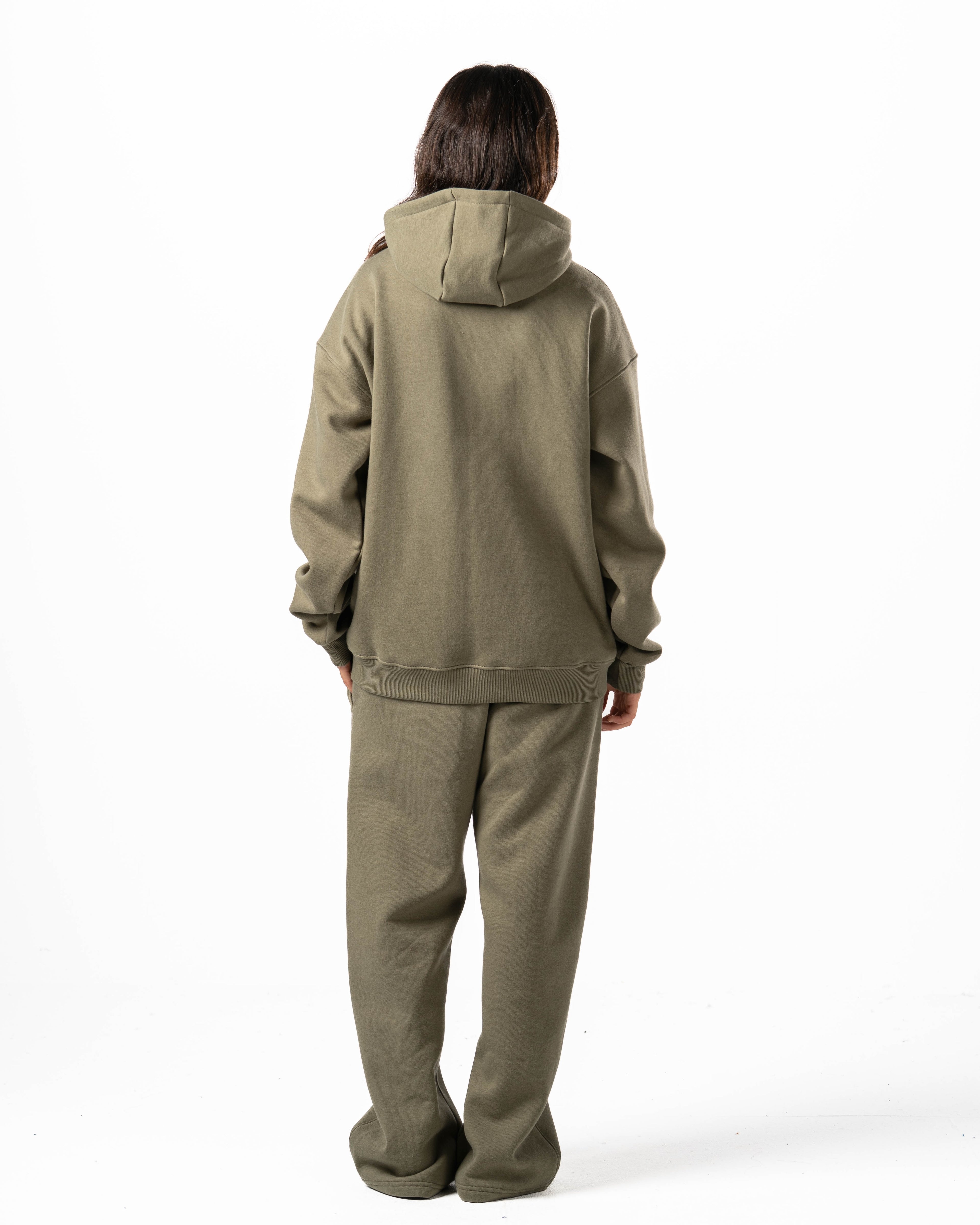Unisex Olive Quarter-Zip Hoodie Set