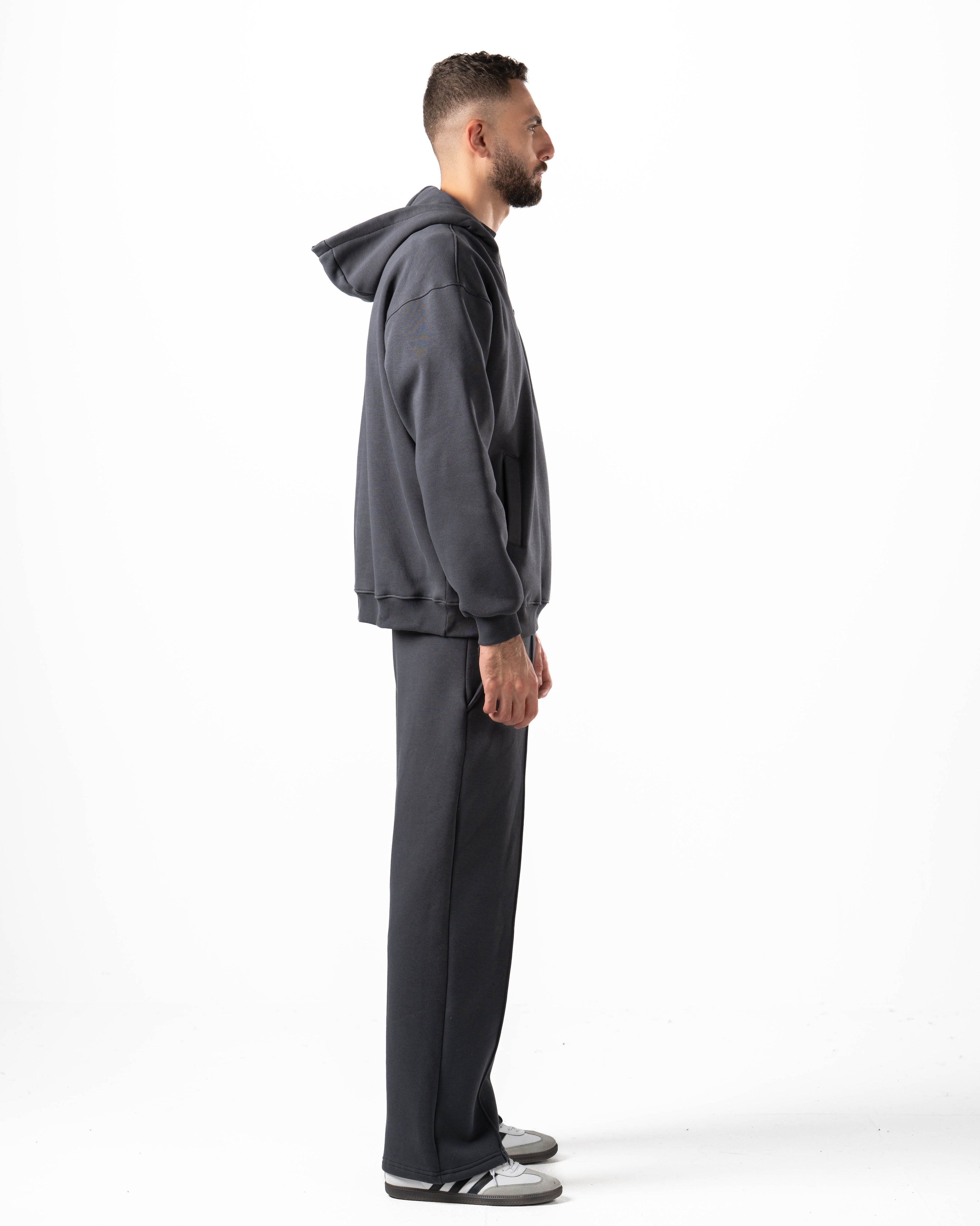 Unisex Dark Grey Quarter-Zip Hoodie Set