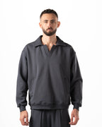 Unisex Dark Grey Polo Sweater