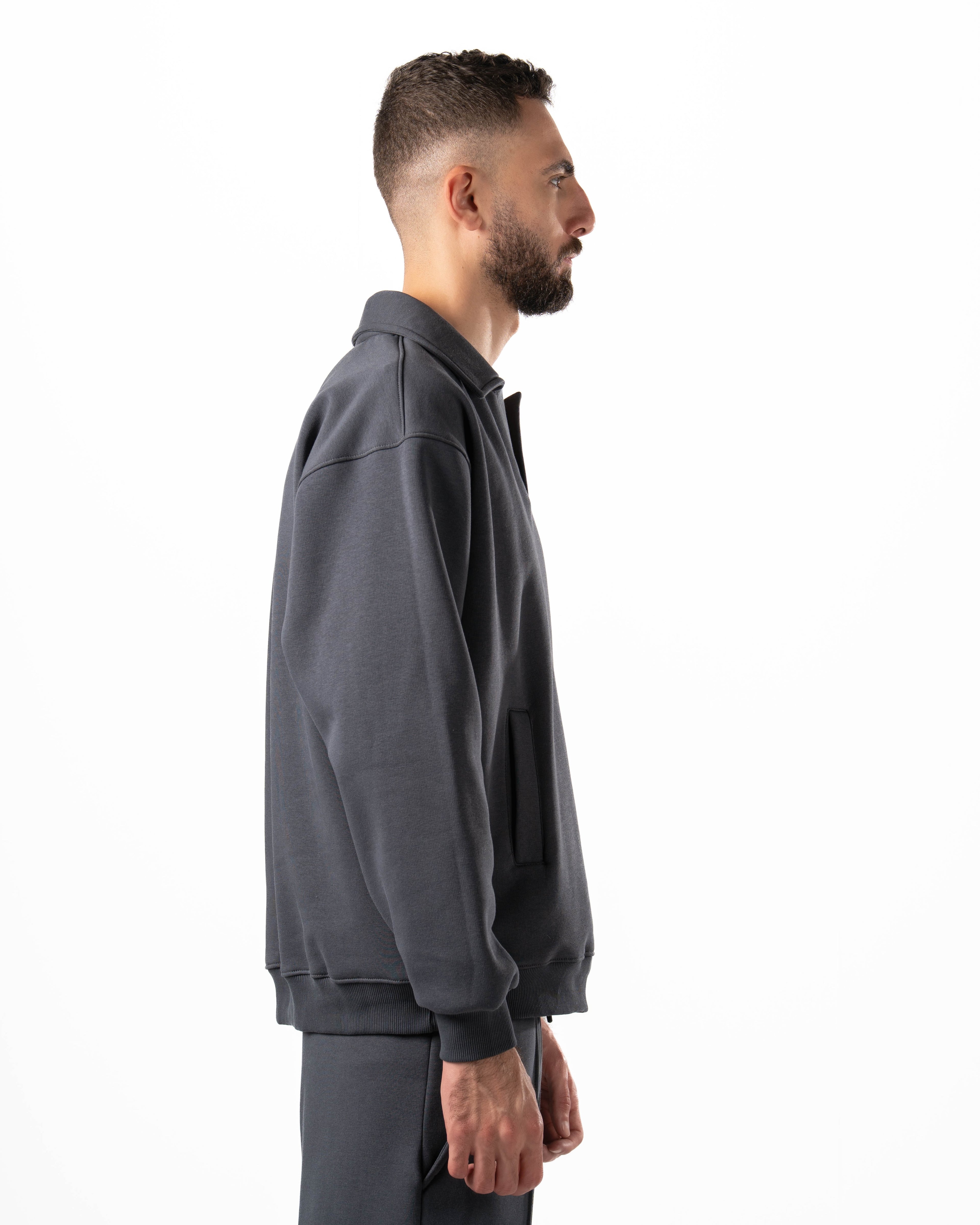 Unisex Dark Grey Polo Sweater