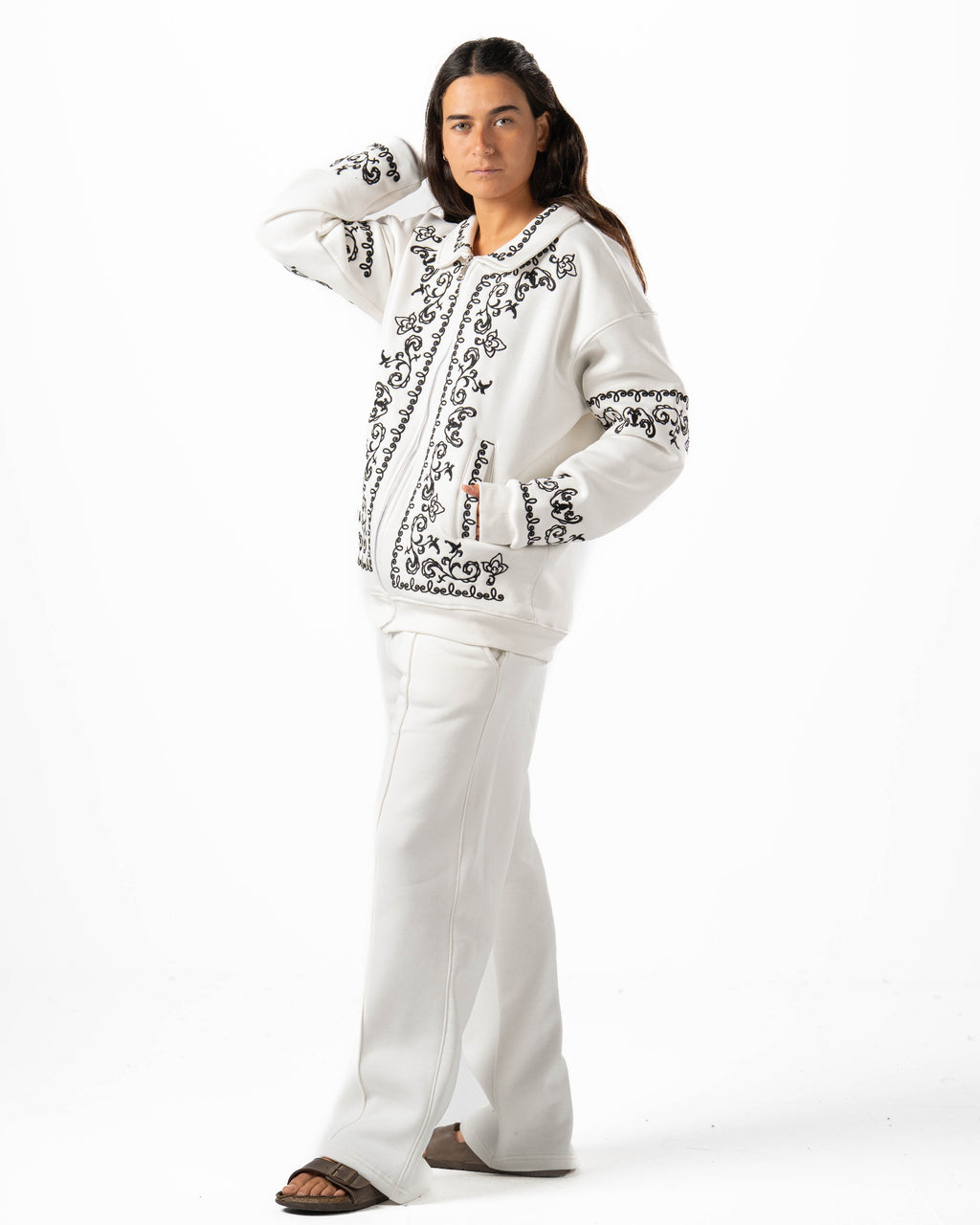 Unisex White Wide Leg Sweatpants