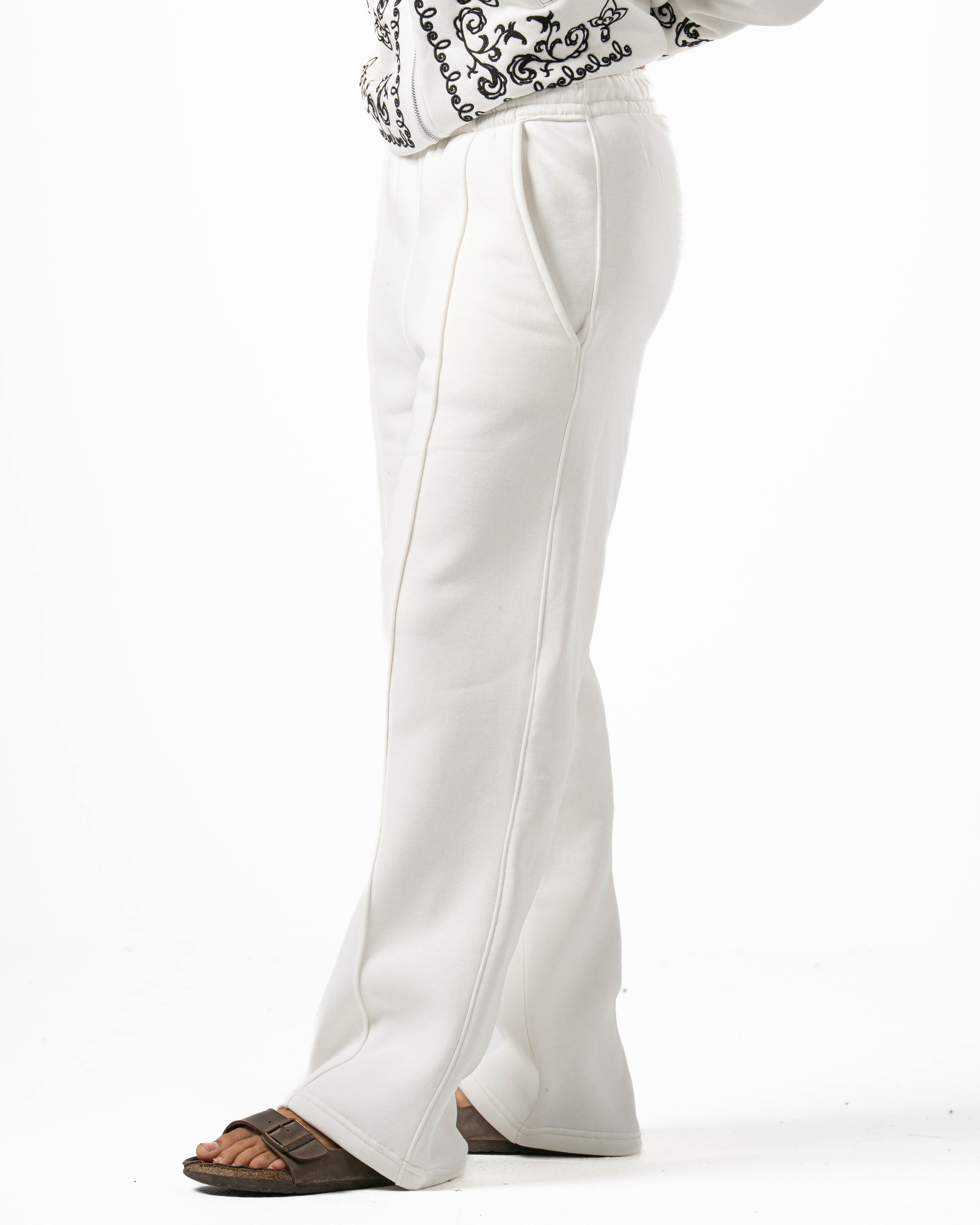 Unisex White Wide Leg Sweatpants