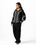 Unisex Black Embroidered Jacket Set