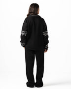 Unisex Black Embroidered Jacket Set