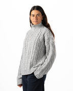 Silver Quarter-Zip Knit Sweater