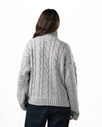 Silver Quarter-Zip Knit Sweater