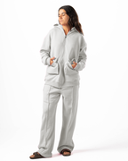 Unisex Silver Zip-Up Hoodie Set