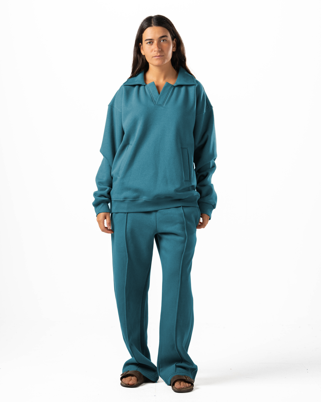 Unisex Teal Polo Sweater Set