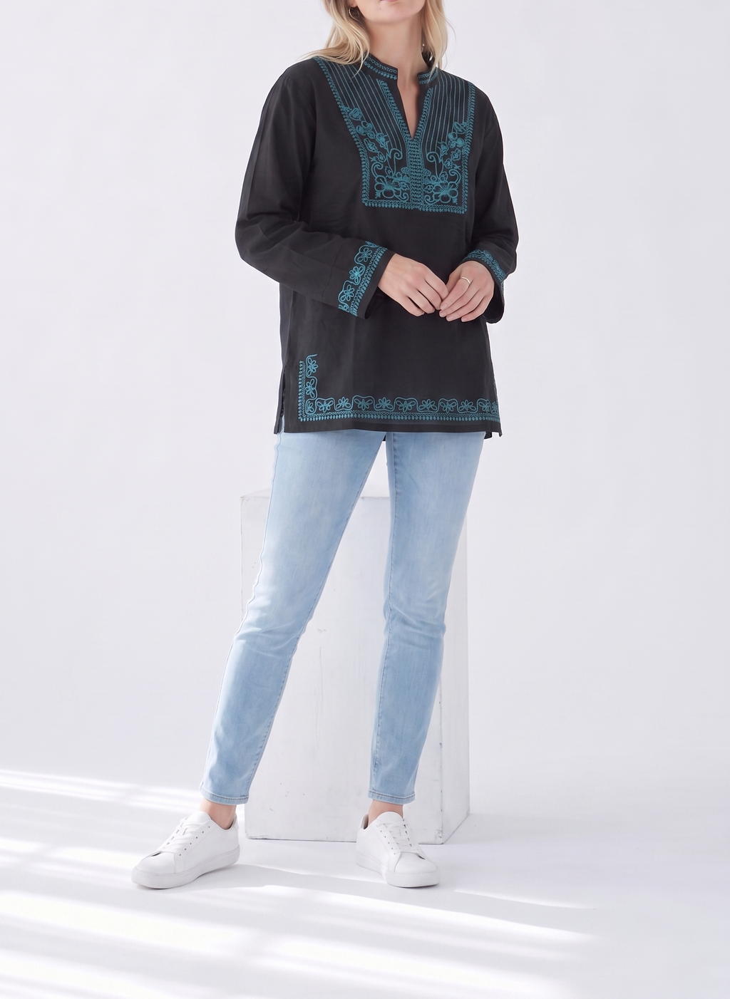 Embroidered Long Sleeve Set — Unisex Relaxed Fit