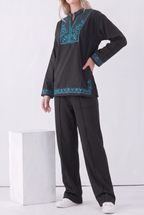 Embroidered Long Sleeve Set — Unisex Relaxed Fit